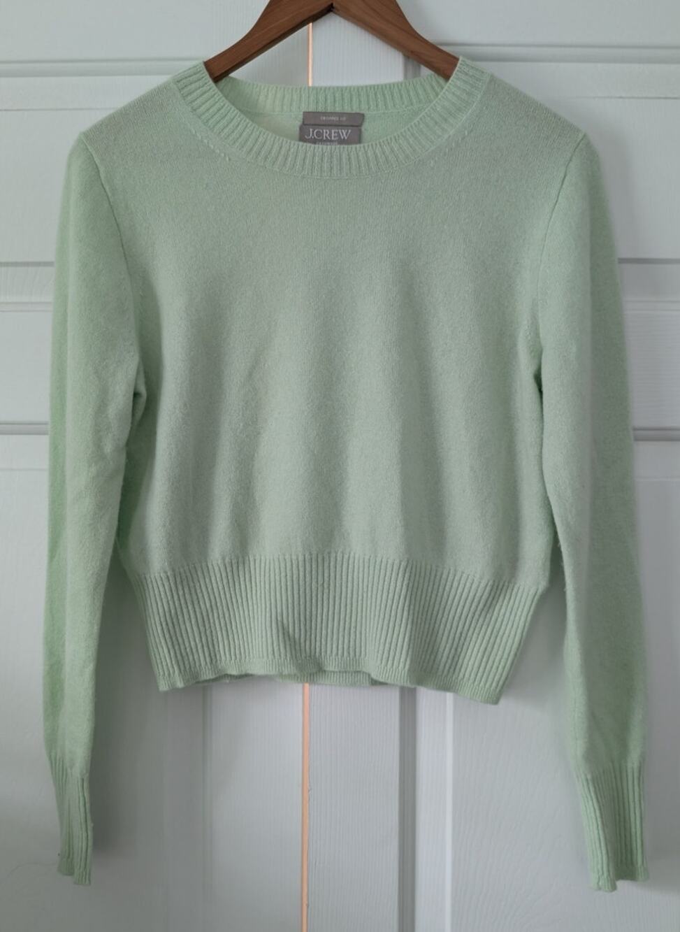 J. Crew Cashmere Cropped Crewneck Sweater Mint Green